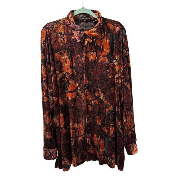 Stacy Adams  Long Sleeve Button-Down Shirt Sz 4X Geo Pattern Rayon/Polyester Ble - Picture 4 of 12
